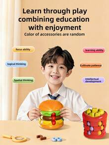 3-6 Years Old Kids Educational Sensory Toys, Magic Bean Cube, Hamburger, French Fries Fidget Toys, Random Color - Multicolor - View 4