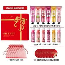 48PCS/Box Premium Gift Set Wedding Thank You Gift Set 6 Scents - Hand Cream Lipstick Set Durable Moisture With Thank You Card And Organza Gift Bag Women's Gift Party Party Gift Assembly Distribution - 高級禮品套裝 - 查看 4