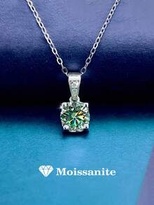 1pc Fashionable Luxury 925 Sterling Silver 1 Carat 6.5mm Moissanite Necklace, Suitable For Women's Daily Wear, Party, Holiday, Valentine's Day, Mother's Day, Birthday, New Year, Wedding Anniversary, Women's Jewelry Gift - XL0050M - View 6