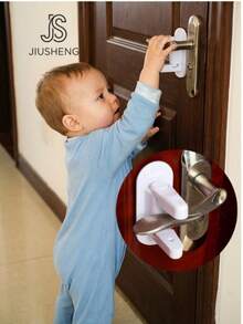 1个安全门锁 - 防误开锁装置，带背胶，多功能门闩锁，适用于门和把手，防止意外事故，增强家居安全，耐用塑料结构 - 易于安装，无需钻孔的粘性门把手锁，确保室内门安全（颜色随机） - 彩色 - 查看 5