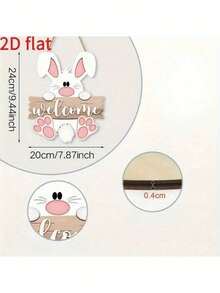 1pc Thick 2D Flat Wooden Printed Rabbit Welcome Sign, Door Hanging Decor, Entrance Yard Hanging Plaque, Suitable For 11 Holidays - Multicolor - View 5