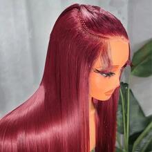 13x4/13x6 HD Clear Lace Front Wig, Human Blended Hair Straight, 34 Inches - 200% High Density Glue-Free Brazilian Human Blended Hair Frontal Wig, Pre-Plucked Hairline, Baby Hair Included, Bug No Glue Required, Easy To Wear - SBUG - View 3