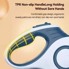 16ft Durable Nylon Automatic Retractable Dog Leash | Extendable Lead For Small To Large Dogs | Blue & White Geometric Design, Easy Walking And Control - Multicolor - View 8