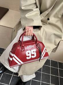 New Bowling Ball Shaped Handbag For Women, Fashion Versatile Shoulder Bag With Premium Quality - Red - View 2