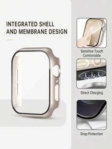 2条表带+手表保护壳套装，14毫米宽不锈钢可拆卸表带+PC硬质全保护表壳（含屏幕保护膜），兼容 Ultra 3/2/1/SE/S11/10/S9/8/7/6/5/4/3/2/1系列，尺寸38毫米、40毫米、41毫米、42毫米、44毫米、45毫米、49毫米 - 星光色 - 查看 7