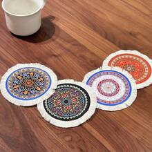 4PCS Bohemian Fringed Fabric Table Pad Coffee Mat For New Year Valentine Ramadan Kitchen Tabletop Decoration - Multicolor - View 3