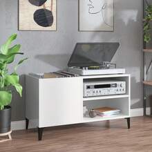 vidaXL Armadio a dischi bianco brillante 84,5x38x48 cm in legno metalmeccanico - Bianco - Visualizzare 1