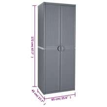 vidaXL Armoire de rangement de jardin gris 65x45x172 cm PP rotin - Gris - Voir 8