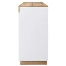 Mode Mit 3 Schubladen Und 2 Türen, Schließfach, Function Von Aufbewahrung, Für Schlafzimmer Und Wohnzimmer, E1-Spanplatte, White+Oak - White - View 7