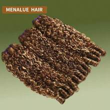 MENALUE Water Wave Burmese Curly Bundles Human Hair 24 26 28 Inches 3Pcs Honey Blonde Ombre Curly Human Hair Bundles Weave With Spiral End 3c4a Quick Weave Hair Bundles For Women 4/27 - 4月27日 - 查看 2