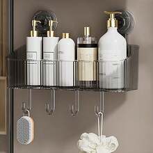 New Household Essentials! No-Drill Suction Cup Storage Rack, Multi-Functional Organizer For Bathroom, Kitchen | Strong Suction, Won't Fall Off + Drainage Design To Prevent Mold, Holds Toiletries, Spice Bottles, Loofah Etc. Ideal For Renters, Small Spaces To Easily Maintain Tidy Areas - Multicolor - View 3