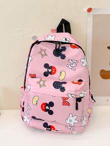 Ba lô màu hồng in hình chuột Minnie của Disney, ba lô đa năng dùng hàng ngày, túi du lịch thời trang dành cho nữ, cặp sách dung tích lớn, có ngăn khóa kéo phía trước, họa tiết hoạt hình cổ điển, phù hợp cho việc đi lại hàng ngày. - Nhiều màu - Xem 10