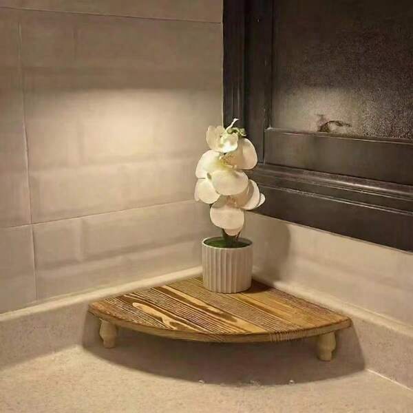 Vintage Wooden Corner Shelf - Multifunctional Retro Display Rack, Suitable For Kitchen, Coffee Bar, Farmhouse Decor, Bathroom And Dining Room, Space-Saving Small Item Storage Rack