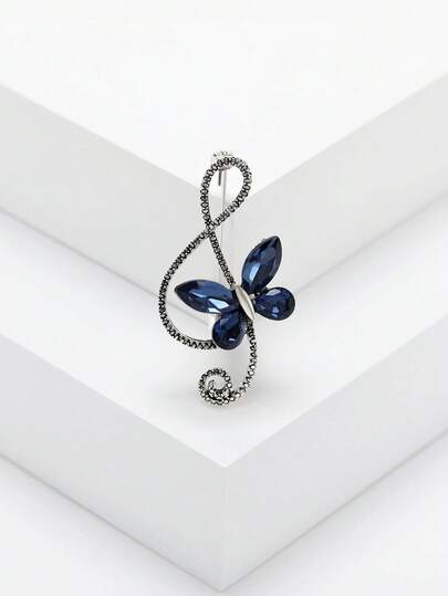Luxury Rhinestone Butterfly Music Note Brooches - Creative Pins For Women Unisex Casual Party Jewelry Accessories / Friends Gifts Badges Decoration