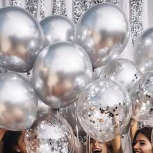 40 buah + 2 buah Pita Warna Acak - Balon Perak Metalik dan Balon Konfeti Aneka Warna. Cocok untuk Dekorasi Pesta Pernikahan, Baby Shower, Pesta Ulang Tahun, Pesta Tema Putri, Pesta Lajang, Pesta Karnaval, Perayaan Ulang Tahun, Wisuda, Ulang Tahun Pernikahan, dan Hari Kemerdekaan. - Perak - View 2