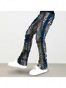 Men's Digital Print Flare Jeans Lightweight Denim Casual - XH6mDMnoj - View 2