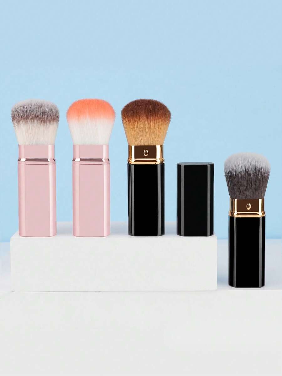 1支方形可伸缩化妆刷，适用于粉底液、膏状和修容粉等化妆品，歌舞伎式面部化妆刷，铝制手柄 - 彩色 - 查看 1