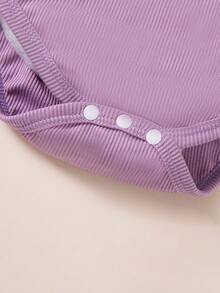 Set de 3 piezas de ropa de primavera/verano para niñas, incluye body con moño, vestido con estampado de mariposa y falda de tirantes, adecuado para fiestas, uso en casa y al aire libre - Morado Violeta - Ver 6