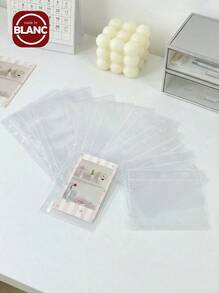 10/20/30/50张/包 A6/A7/M5/A8 透明活页页，双面相册补充页，活页夹插页，贴纸书补充页，活页夹口袋，优质PP材质，适用于偶像照片卡、明信片、交易卡、照片、校园卡、门禁卡存储、办公文具、计划本 - 無色 - 查看 2