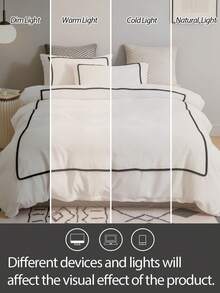 三件套白色床上用品，饰有蓬松绒球，营造温馨的波西米亚农舍风格家居装饰，复古别致的被套套装，轻盈透气，如云朵般柔软。 - 白色 - 查看 4