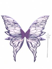 31.5" X 29.5" Adult Fairy Wings Costume Set - Suitable For Carnival Parties. Large Butterfly Wings With Flower Crown. Fairy Costume Set Includes Magic Wand And Elf Ears. - A - View 26