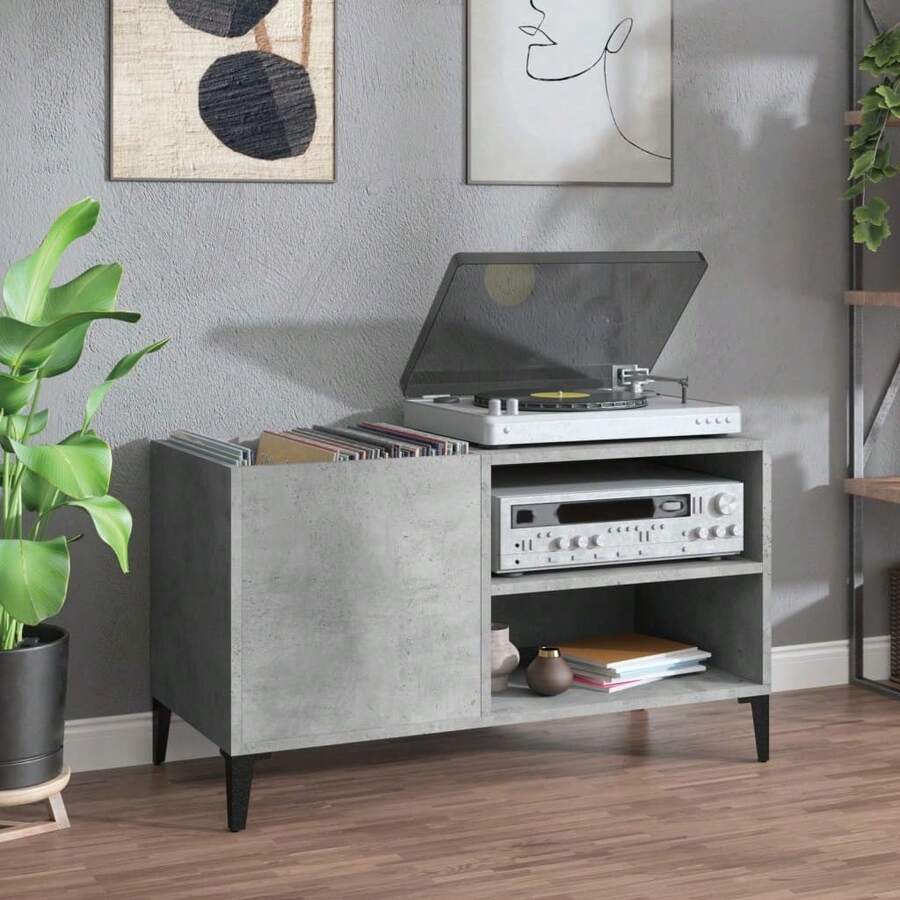 vidaXL Armadio con dischi grigio cemento 84,5x38x48 cm ingegneria del legno - Grigio - Visualizzare 1