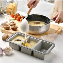 Large Capacity Square Food Storage Box With Flip Lid, Household Big Rectangular Tray Mold, Frozen Broth Box, Mold, Segmented Silicone Refrigerator Food Saver Box, Baking Use - Multicolor - View 7