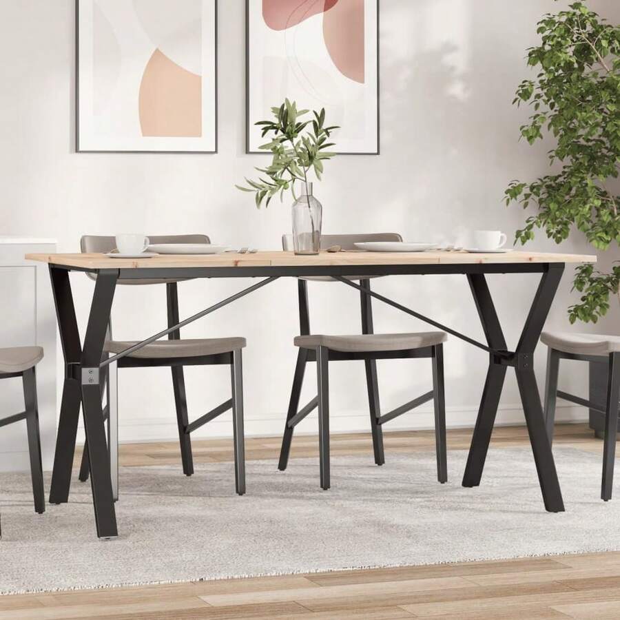 vidaXL Tavolo da mangiatoia quadro a Y 160x80x75 cm in legno massiccio d'acciaio - Castano - Visualizzare 1