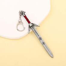 1pc 12cm Silver Sword Keychain The Geralt Witcher Wild Hunt Game Peripherals Medieval Metal Wolf Head Weapon Model Craft Gift Toys - Multicolor - View 7