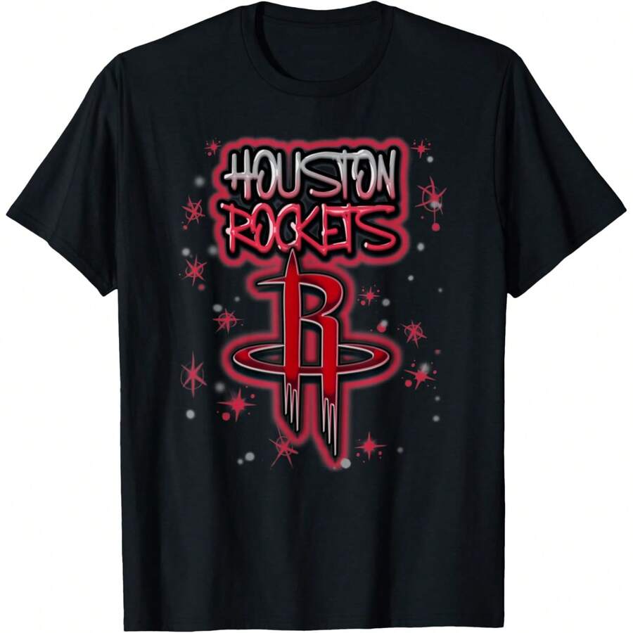 NBAs Houston Rocketss Airbrush Logo T-Shirt - 黑色 - 查看 1