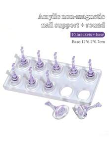 1 Set Non-Magnetic Nail Display Acrylic Nail Display Stand Tips Holder Transparent Pink/Purple Nail Practice Stand Fingernail DIY Manicure Stand Tools