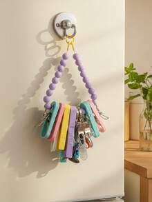 天然多巴胺色珠子卫生纸架，壁挂式卫生纸架，浴室毛巾架，多巴胺粉色珠子卫生纸架，创意彩色树脂珠子卷纸巾收纳架，可爱浴室壁挂式装饰配件（不含卫生纸）