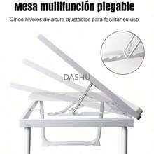 Mesa de sofá para portátil con portavasos,Mesa de Noche Plegable, Mesa portátil para portátil y Ranura de inclinación Ajustable en 5 Niveles para Comer, entretenerse, estudiar y Trabajar - por defecto - Ver 3