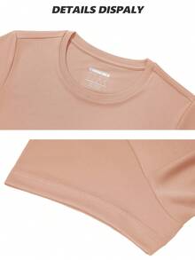 KEFITEVD Women's Short Sleeve T-Shirts UPF 50+ Sun Protection Quick Dry Athletic Running Workout Rash Guard Tops - 杏色 - 查看 6