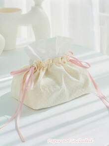 1pc Pink Bow Decorative Tissue Box - Soft Fabric Rectangular Dispenser - Perfect For Nursery, Baby Girl Room & Bathroom - Adds A Charming Touch To Nursery Decor (Compact Baby & Kids Room Organizer) - Storage - View 8