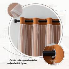 Blackout And Sheer Layered Solid Window Curtain Panel Pair With Grommet Top, 52Wx63L, Orange - Anytime Use - Pink - View 4