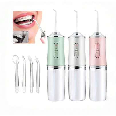 Kit Dental 2 em 1 Recarregável – Irrigador Bucal + Escova Elétrica Portátil, Aparelho de Higiene Oral, Limpeza Profunda dos Dentes, Uso em Casa e Viagem, Oral Care Device-WJ