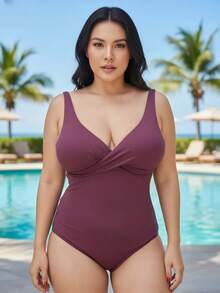 Elegant Women's Plus Size Swimsuit For Beach And Pool - Comfortable And Stylish With Removable Padding - Vino -8000 - Ver 7