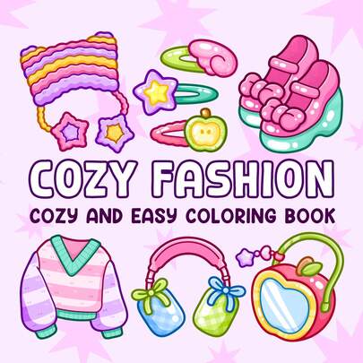 全新舒适时尚40页涂色书，以简约的图案和时尚服饰配饰场景为特色，是一款成人减压玩具，也是绘画初学者的理想之选。适合作为毕业礼物、返校礼物，设计精美，线条清晰，可用于文具、学习用品，是送给女孩、婚礼、母亲节的完美礼物。