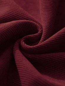 大码休闲纯色长袖针织拼接褶皱中长连衣裙，适合圣诞节、新年、女士优雅场合，红色