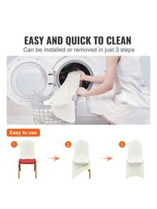 50Pcs To 150Pcs Spandex Chair Covers White Or Ivory Folding Kitchen Chairs Cover Universal Washable Slipcovers Protector Removable Chair Seat Covers For Wedding Party Dining Room Banquet Event - 象牙 - 查看 4