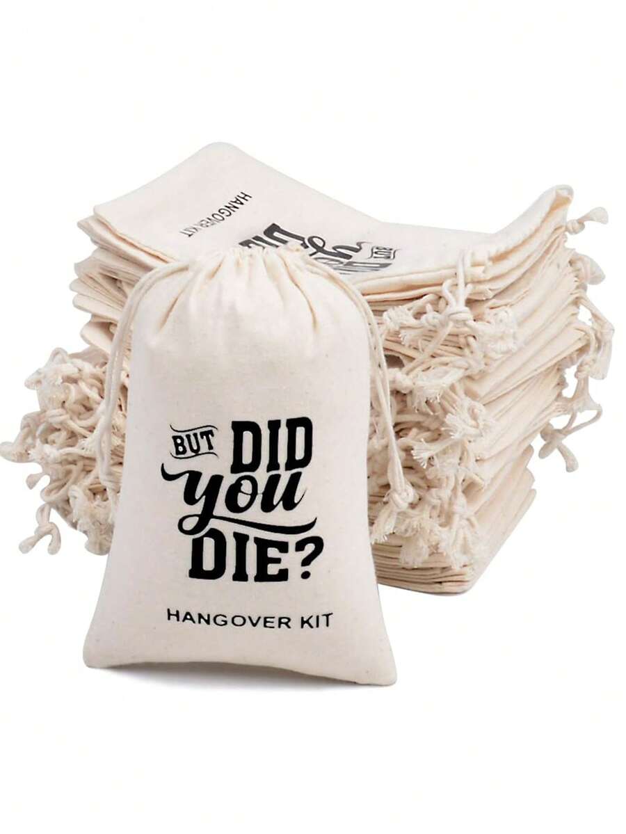 10件/5件装紧急解酒包帆布袋，应急求生包，婚礼礼品袋，红十字会亚麻礼品袋。适用于单身派对、母亲节、毕业典礼、康复活动派对装饰、创意小礼物、节日用品、生日派对用品、生日礼物、手工装饰、婚礼装饰（但你真的死了吗？） - 彩色 - 查看 1