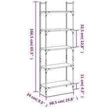 Libreria vidaXL a 5 livelli, colore grigio, dimensioni 60,5x24x166,5 cm. - Grigio - Visualizzare 10