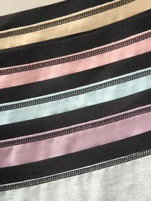 5件套女士内衣套装，低腰弹力棉质运动风内裤，时尚简约舒适，适合运动、健身、居家、日常穿着，黑色滚边比基尼三角裤，多色内裤和文胸组合套装 - 彩色 - 查看 7