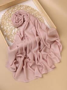 1条高品质纯色柔软透气粘胶纤维头巾，适合日常搭配长袍或连衣裙佩戴