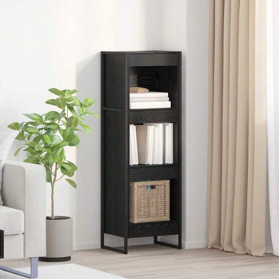 vidaXL Biblioteca Chêne negra 80 x 30 x 155 cm Madera de ingeniería - Negro - Ver 1