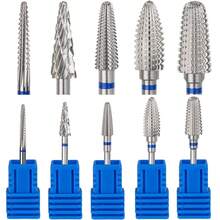 钨钢指甲打磨头，快速卸甲打磨头，耐用美甲沙龙工具替换钻头 - 灰色 - 查看 2