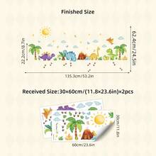 BRUP 1/2/6sheets Cartoon Dinosaur Wall Stickers, Self-Adhesive Vinyl Home Decor, Wall Decals For Kids Rooms, Suitable For Nurseries And Baby Rooms, Cute Animal Bedroom Wall Art - Multicolor - View 15