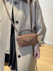 Mini New Fashion Handbag With Contrast Color Design, Made Of Waterproof Nylon Fabric, Includes Shoulder Bag, Square Bag And Vegetable Basket Bag, Suitable For Commuting, Parties And Vacations In Winter - Brown - View 4