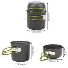 Juego de utensilios de cocina para acampar, son ligeros , portátiles, fáciles de limpiar y transportar diseñados para actividades al aire libre como camping y picnic. - Gris - Ver 4